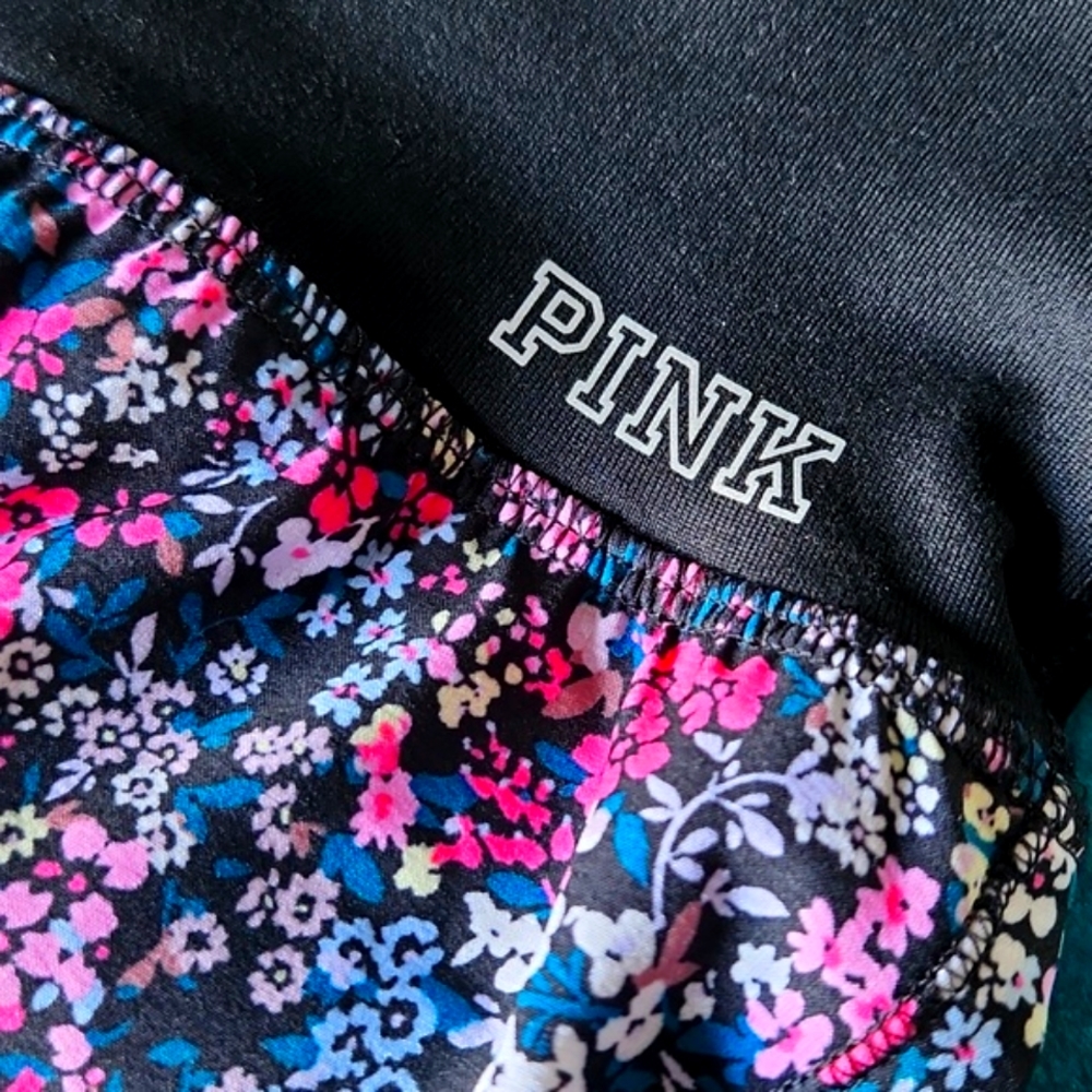 PINK Victoria’s Secret Active Sport Shorts Floral Black size S NWOT